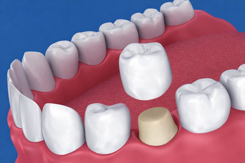Close up of same day crowns in Milton.